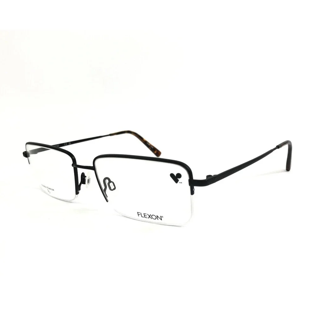 Flexon Eyeglasses Frames H6073 002 Satin Black Matte Titanium 56-18-145